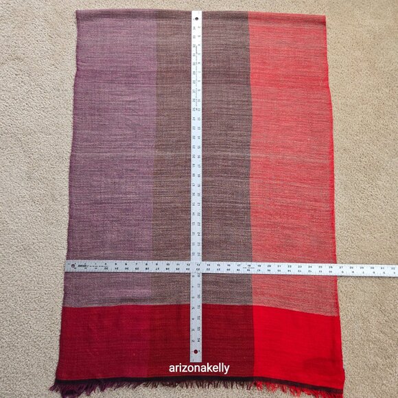 Eileen Fisher Wool & SIlk Lightweight Scarf Red, Burgundy, Purple - Picture 9 of 12